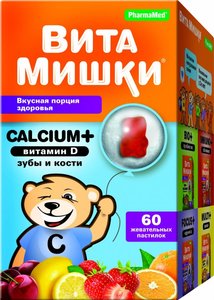 ВитаМишки Кальций+ витамин Д пастилки жеват. №60