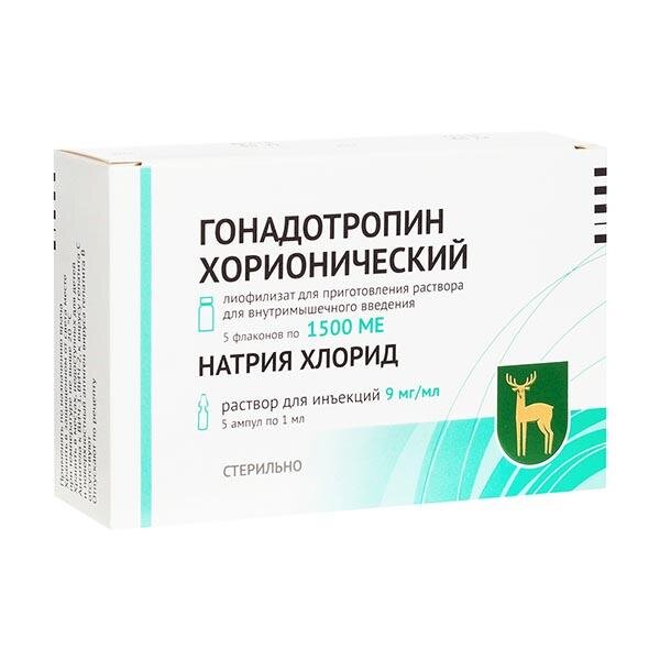 Гонадотропин хорионический лиоф в/м 1500 ЕД 1мл №5