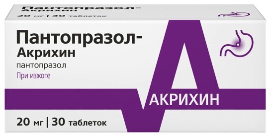 Пантопразол-Акрихин таб п/п/о 20мг №30