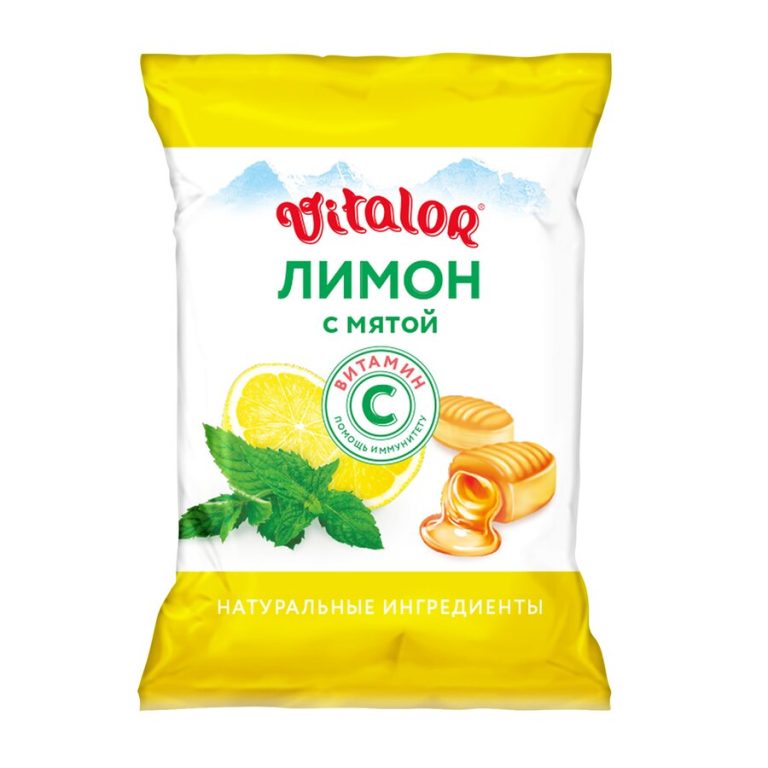 Виталор карамель леденцовая лимон/мята+вит.С 60г